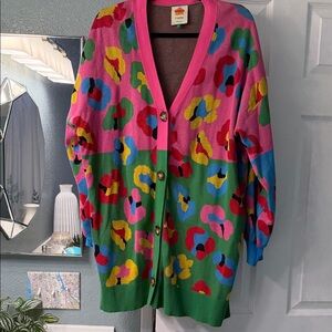 Farm Rio Colorful Patterned Cardigan Sweater